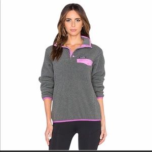 PATAGONIA Pink Gray Synchilla Fleece Pullover XXS